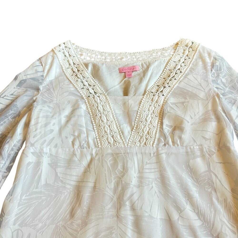 Lilly Pulitzer White Tropical Print Dress Caftan Beach Vacation Size Small Women - Picture 2 of 11